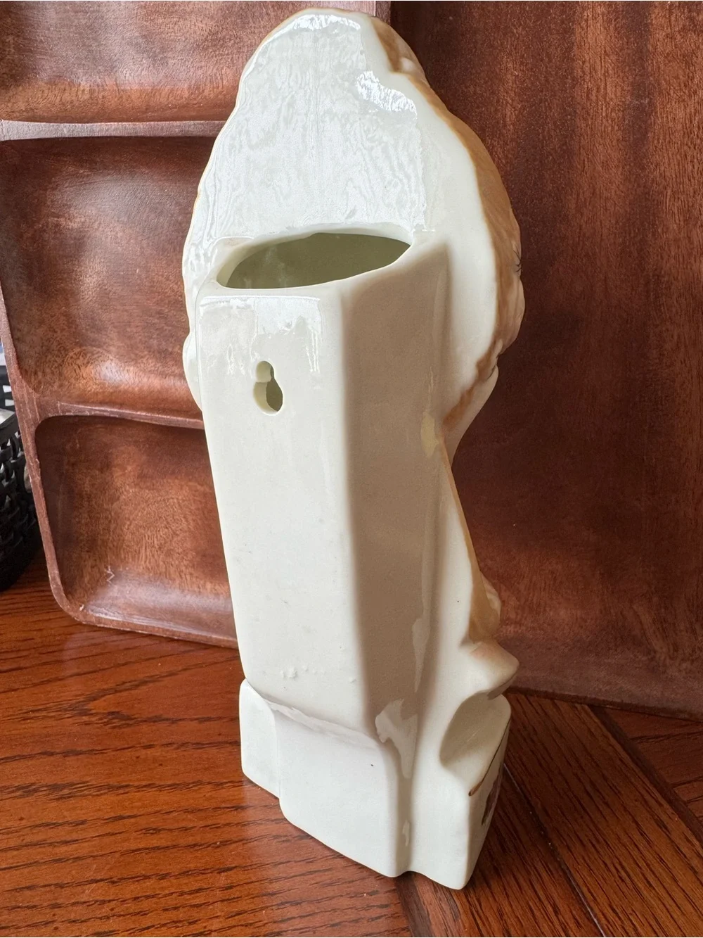 Vintage MCM Beautiful Lady Head Wall Pocket Vase Floral Porcelain Decor Roses